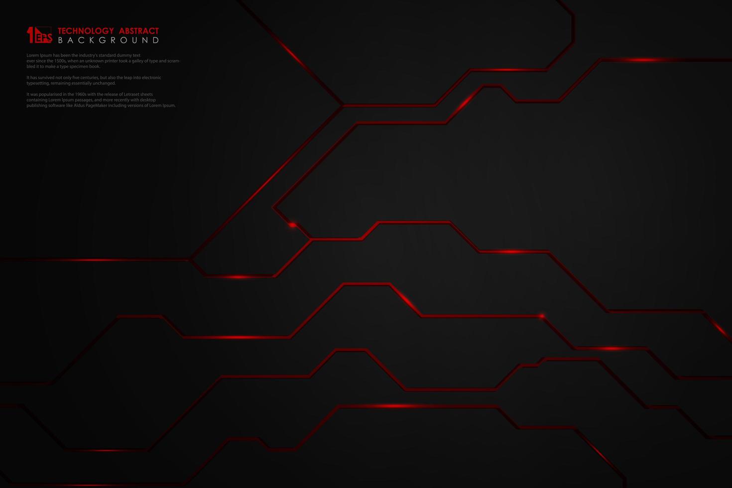 Abstract gradient black technology on red line background. vector