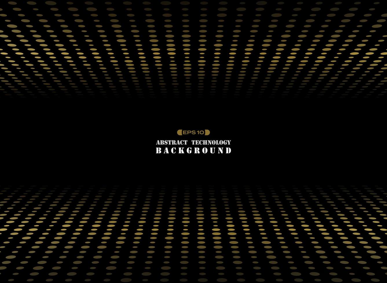 Abstract dark background gold circle shape dimension random size pattern. vector