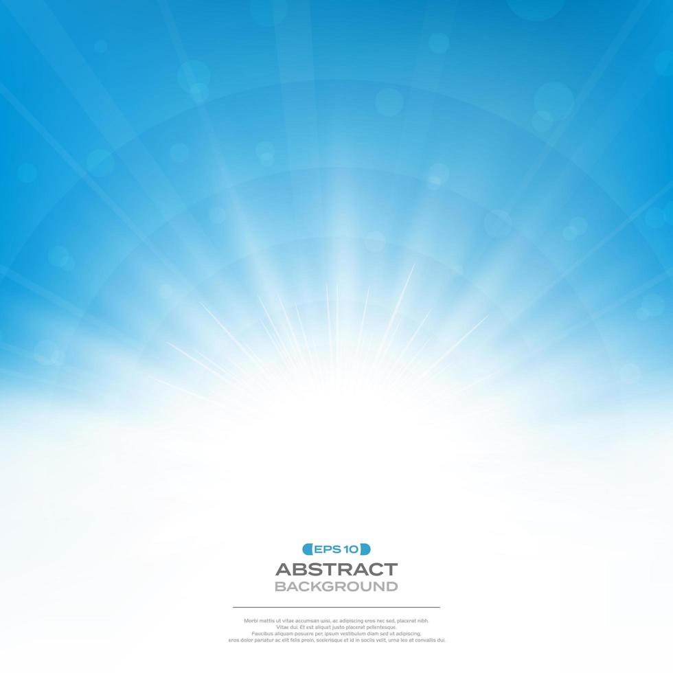 Center of sunburst effect on clean blue sky background. vector