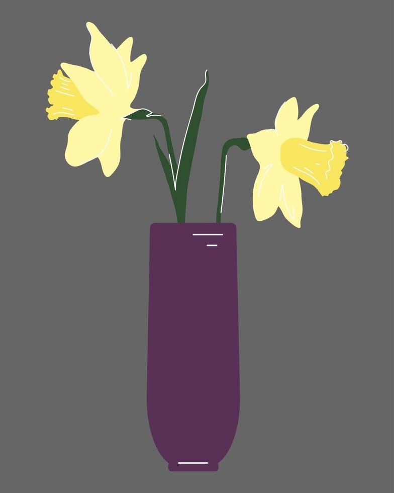Narcissus in a vase Trendy vector bouquet flat style