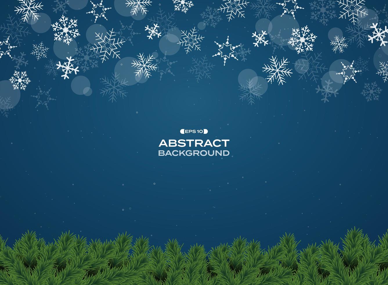 Snowflakes decoration on gradient blue christmas background. vector