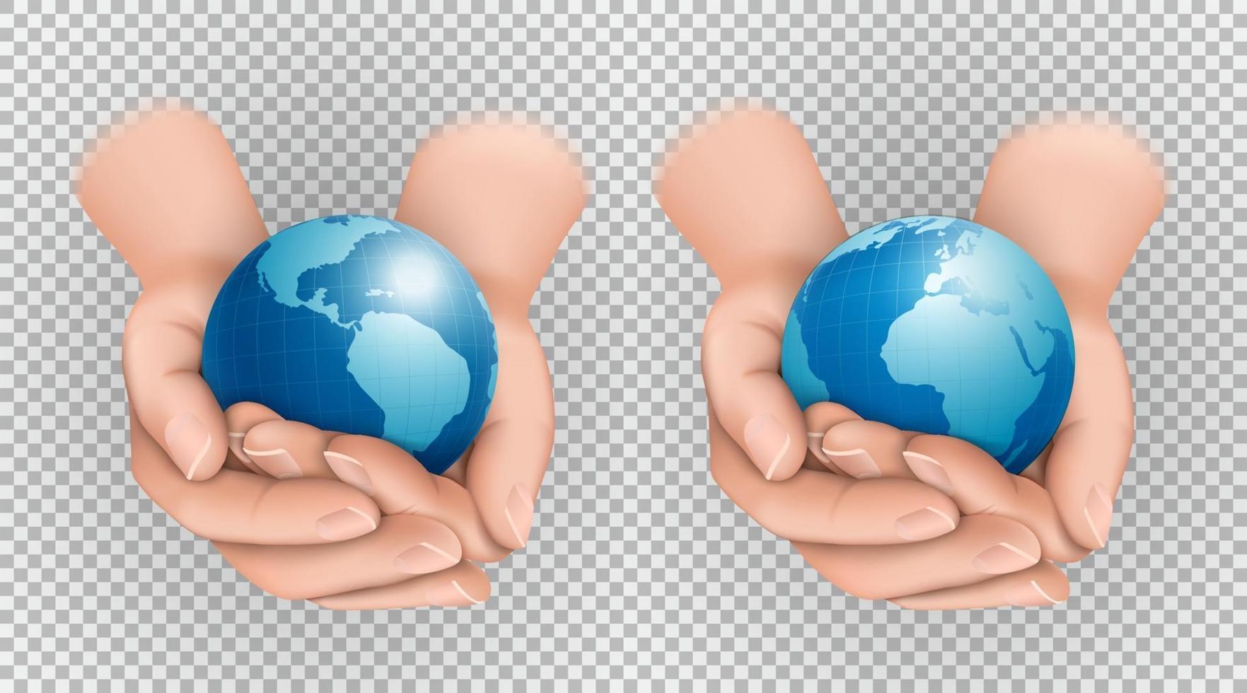 Planet Earth in folded palms vector