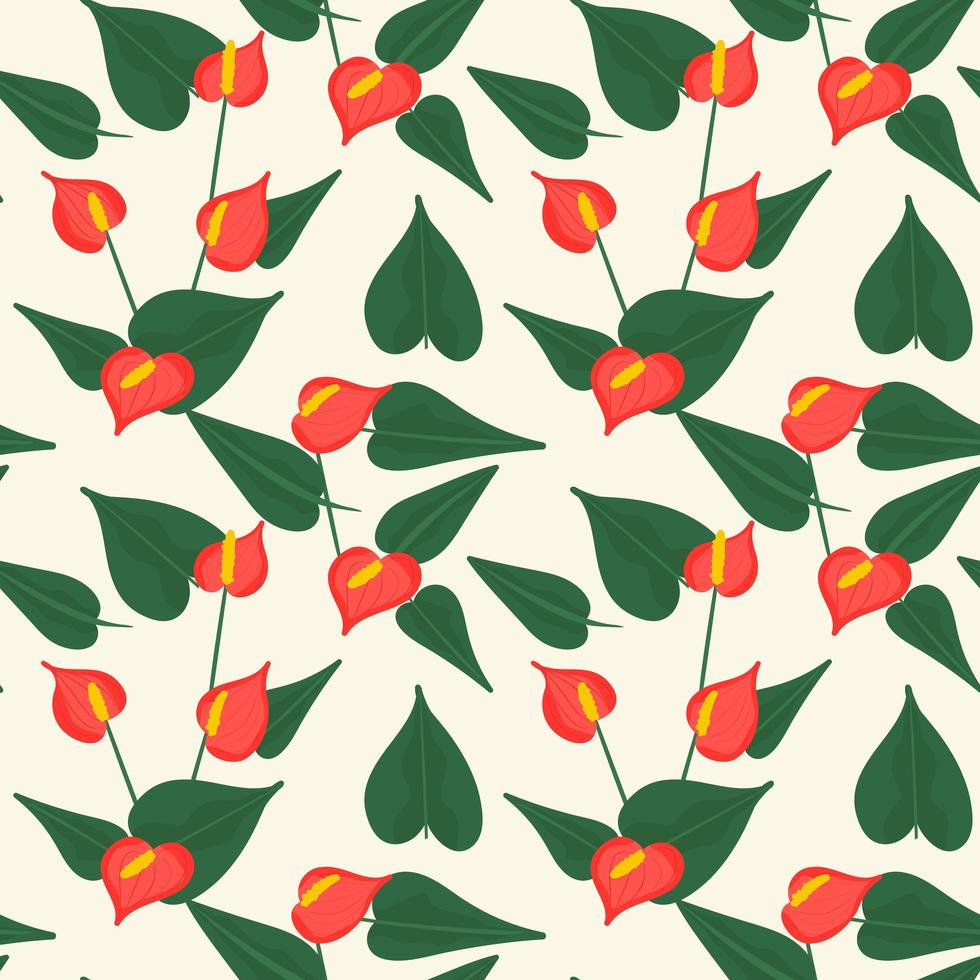 Flamingo Red anthurium pattern vector