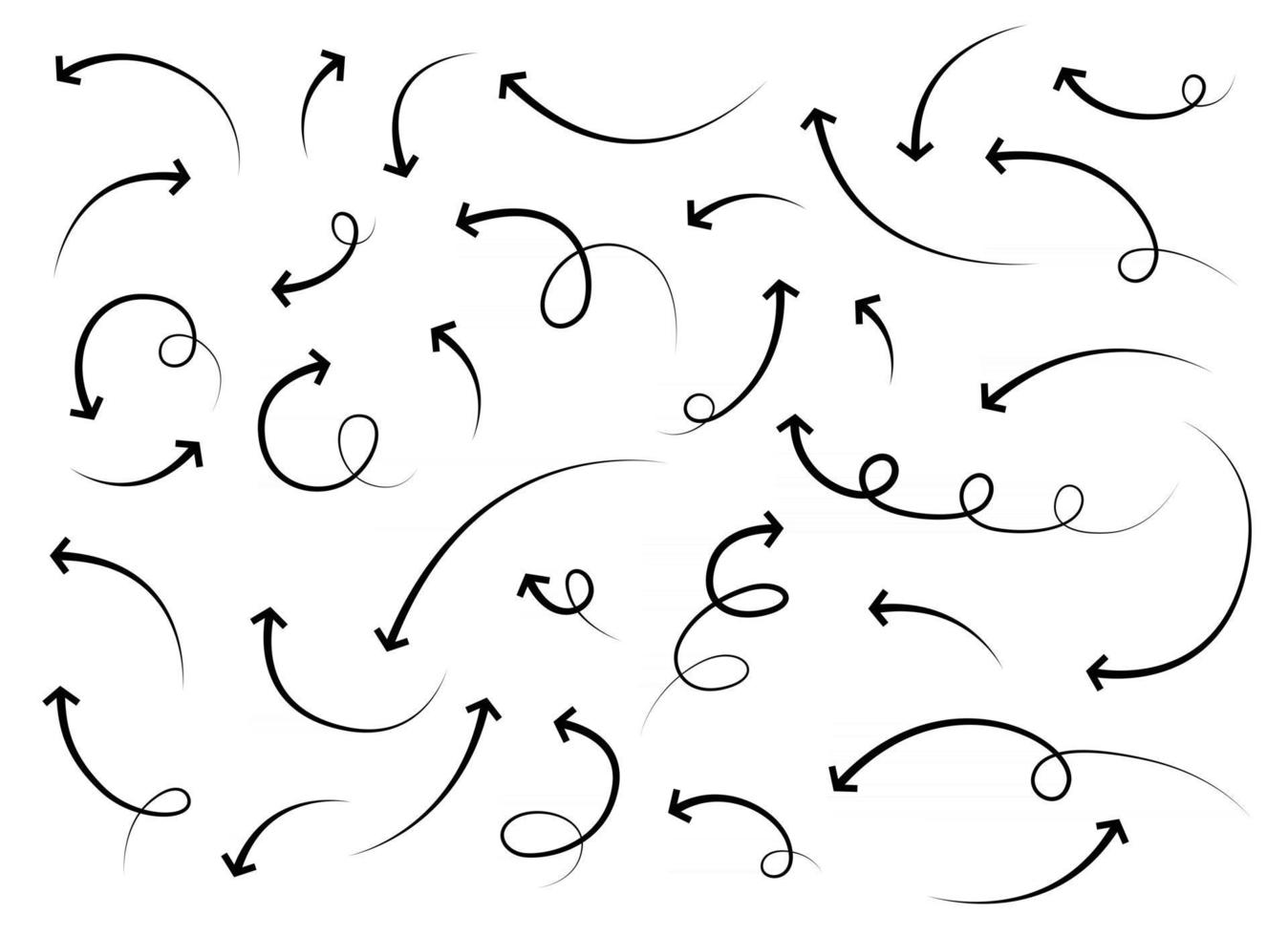 Hand drawn arrows lines in different directions vector