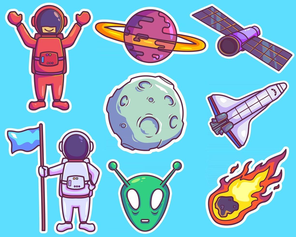 Set of space stickers vector