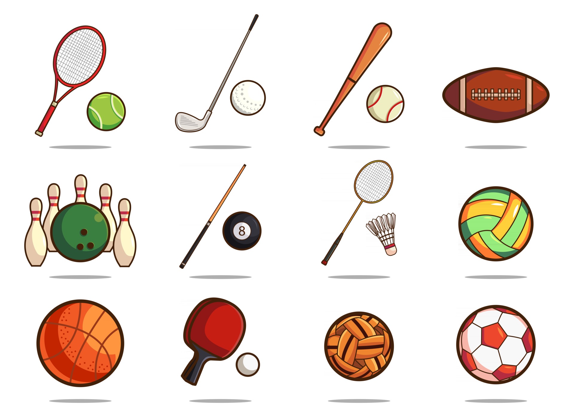 Set Of Sports Equipment 2455708 Vector Art at Vecteezy