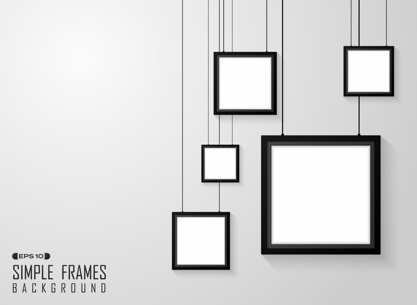 Abstract simple square black frames on gradient gray wall. vector