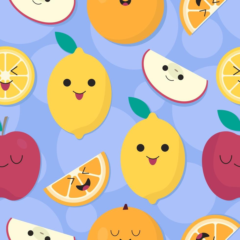 feliz, yippie, lindo, frutas, seamless, patrón vector