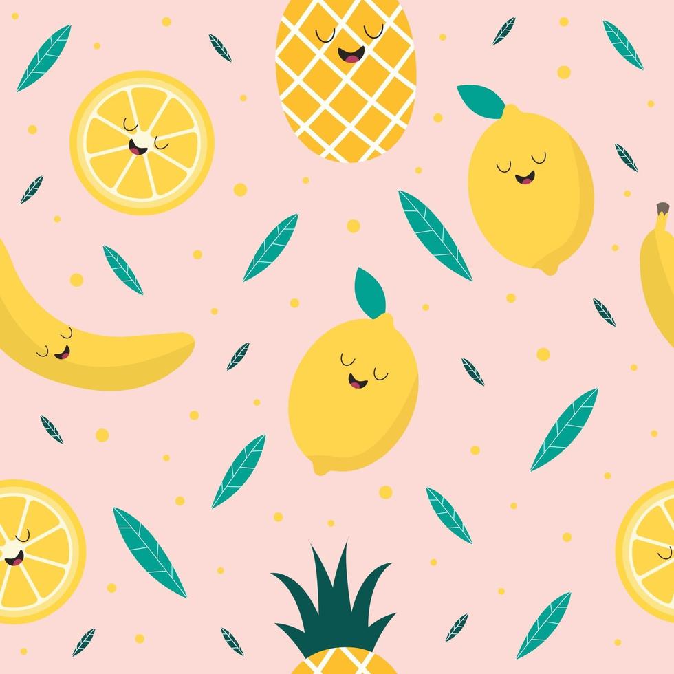 Seamless pattern with yellow fresh fruits vector