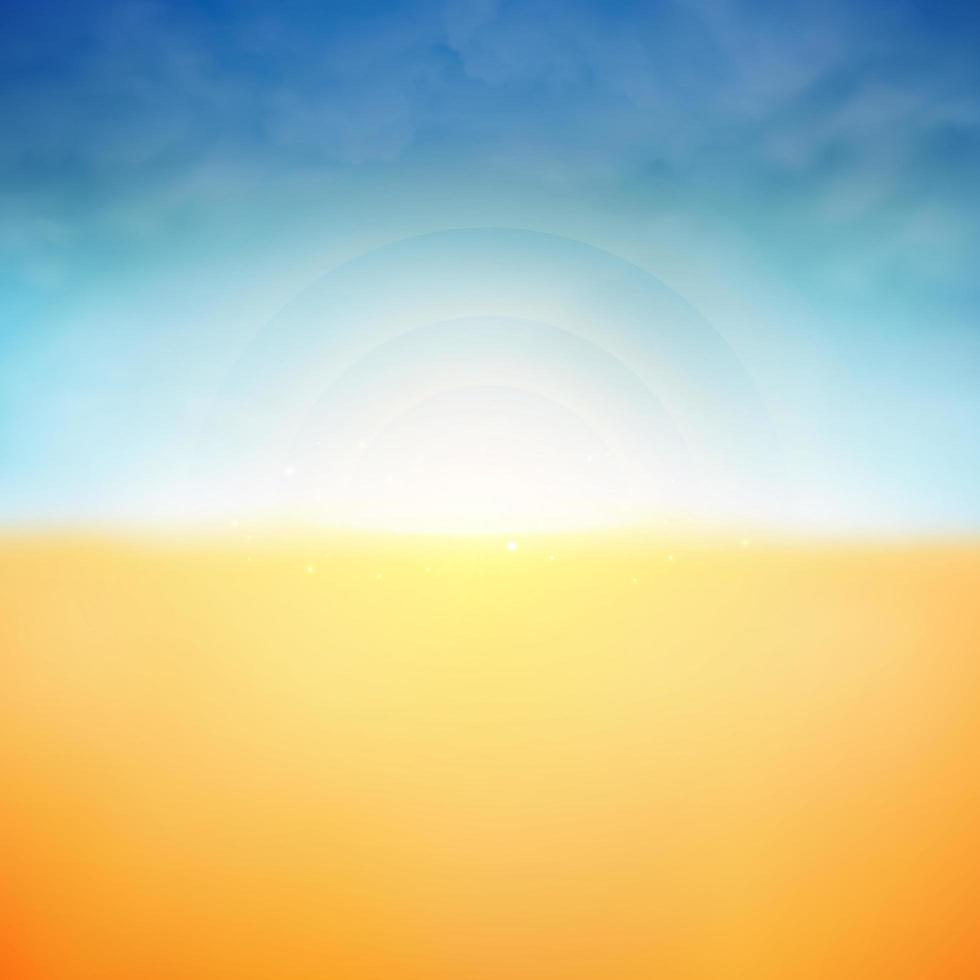 Summer background of sunshine and clouds nature beach background. vector