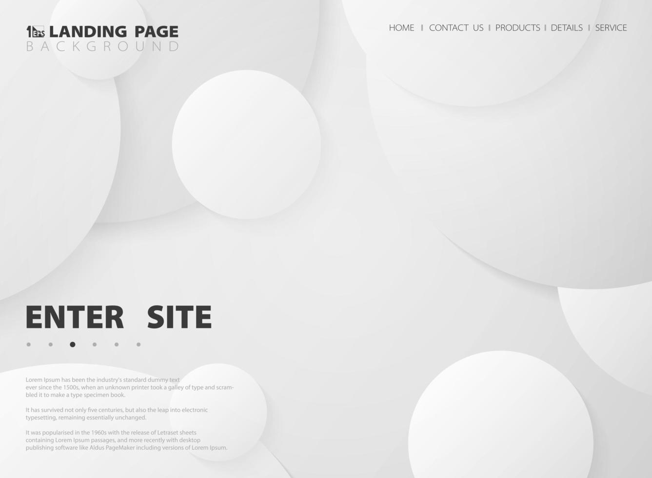 Abstract minimal landing page white circle gradient background. vector