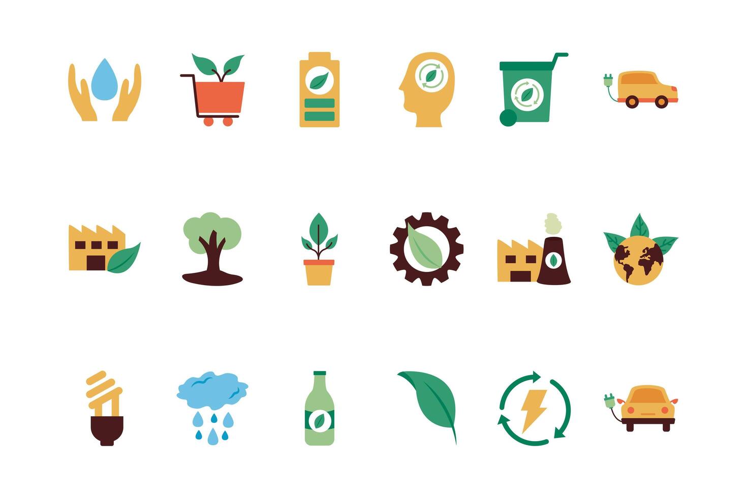 bundle of environment set icons vector