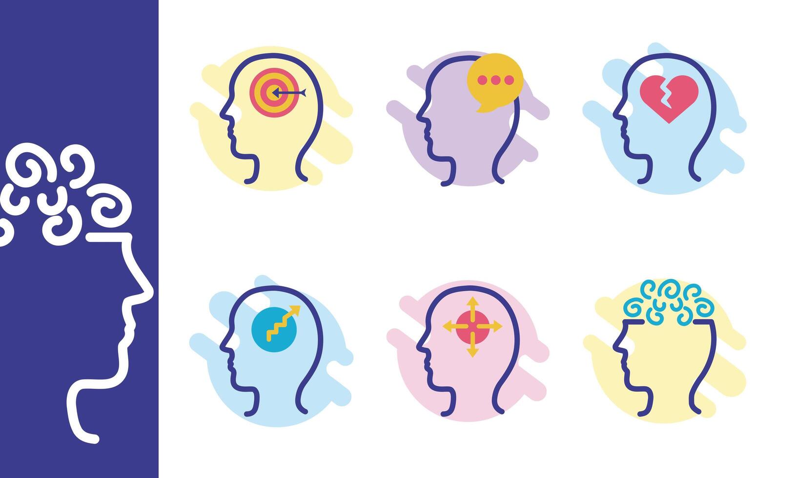 paquete de perfiles icono de estilo de silueta de salud mental vector