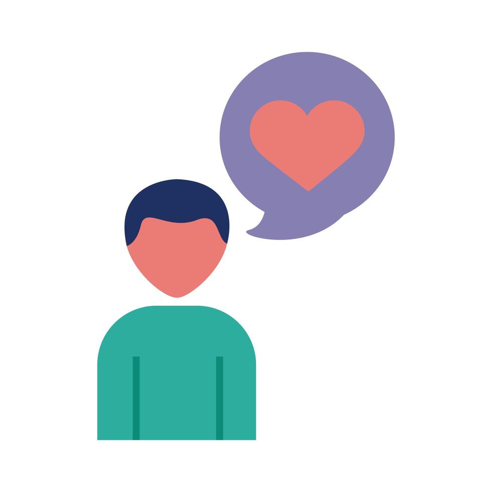human figure with speech bubble and heart solidarity flat and fill vector
