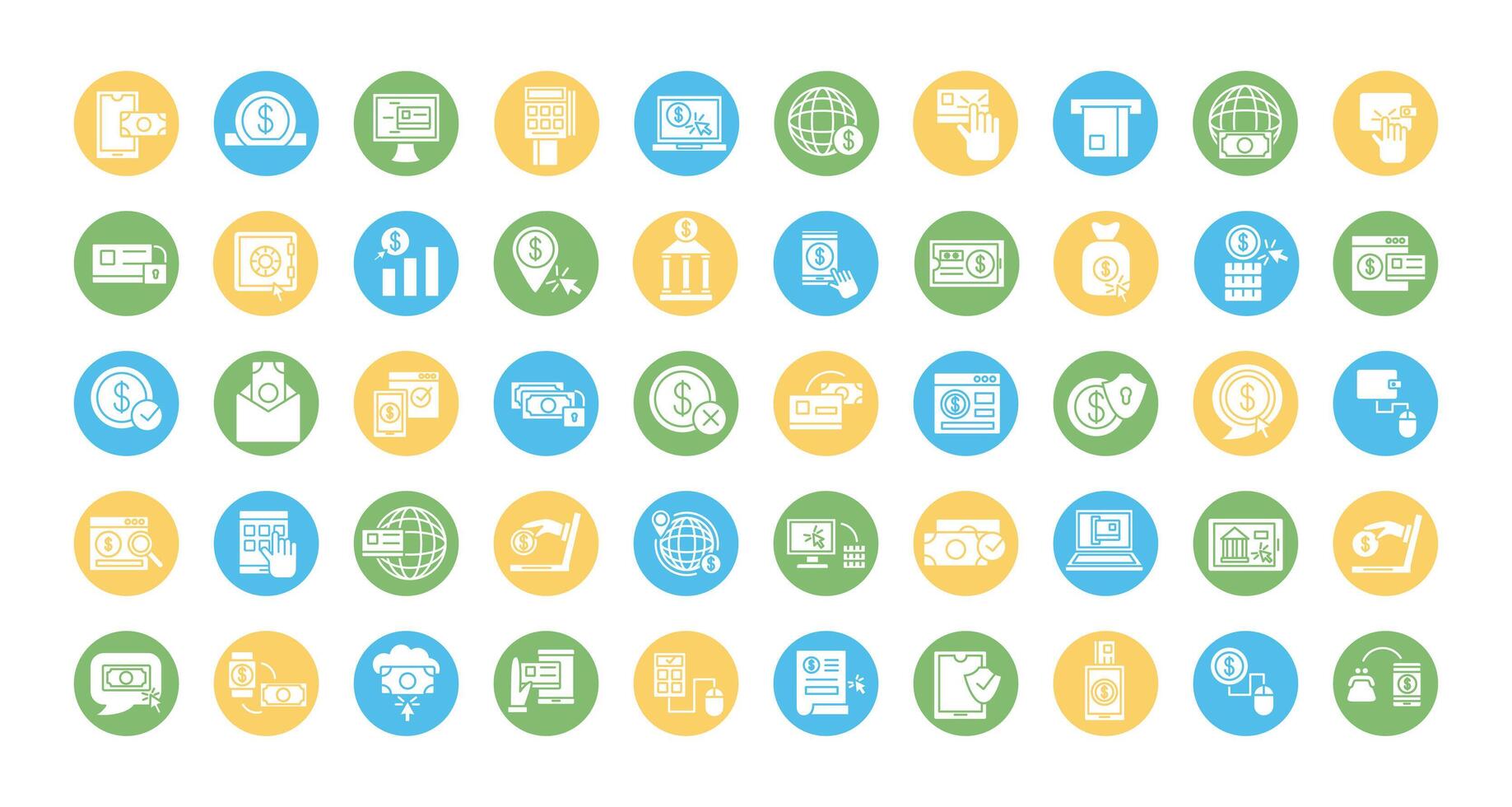 bundle of online banking set icons vector