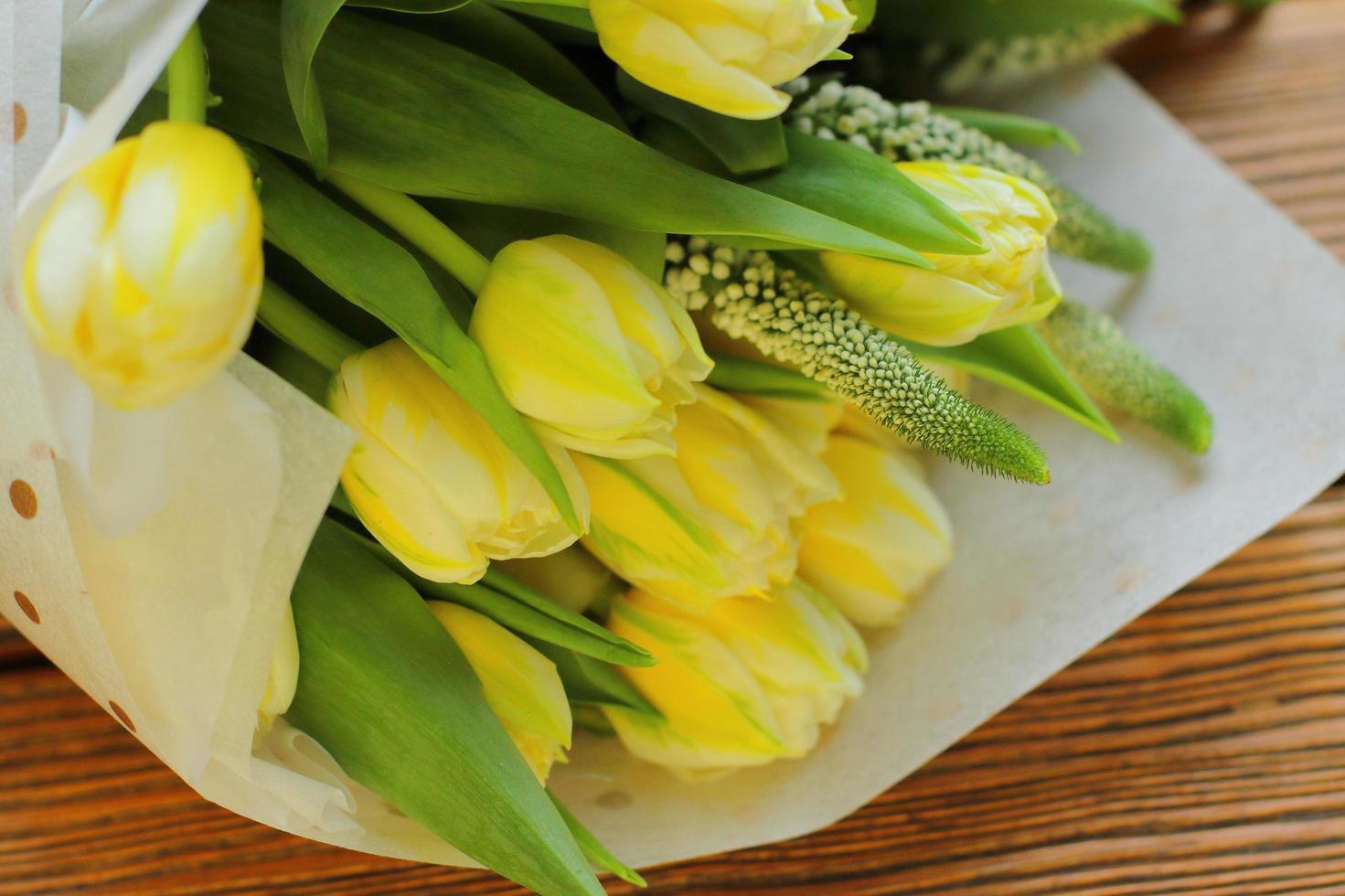 Yellow tulips bouquet photo