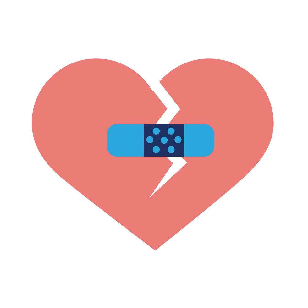 heart with cure band flat style icon vector