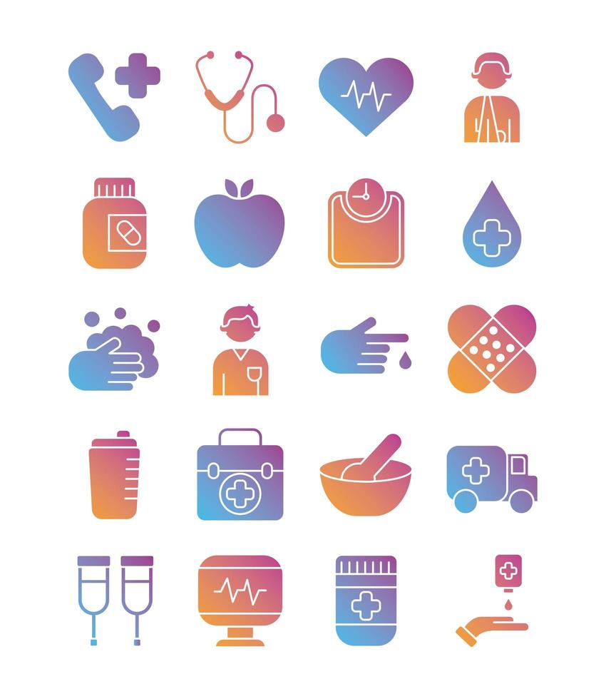 paquete de iconos de conjunto de salud vector