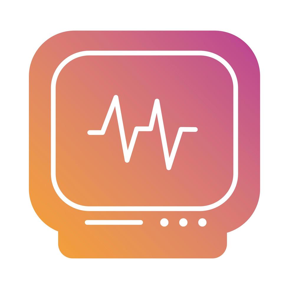 cardiología ekg máquina gradiente silueta estilo vector