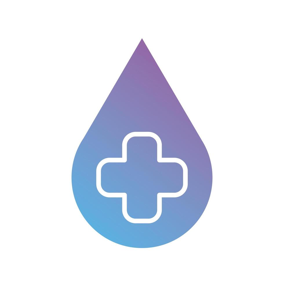 medical cross symbol in drop gradient silhouette style vector