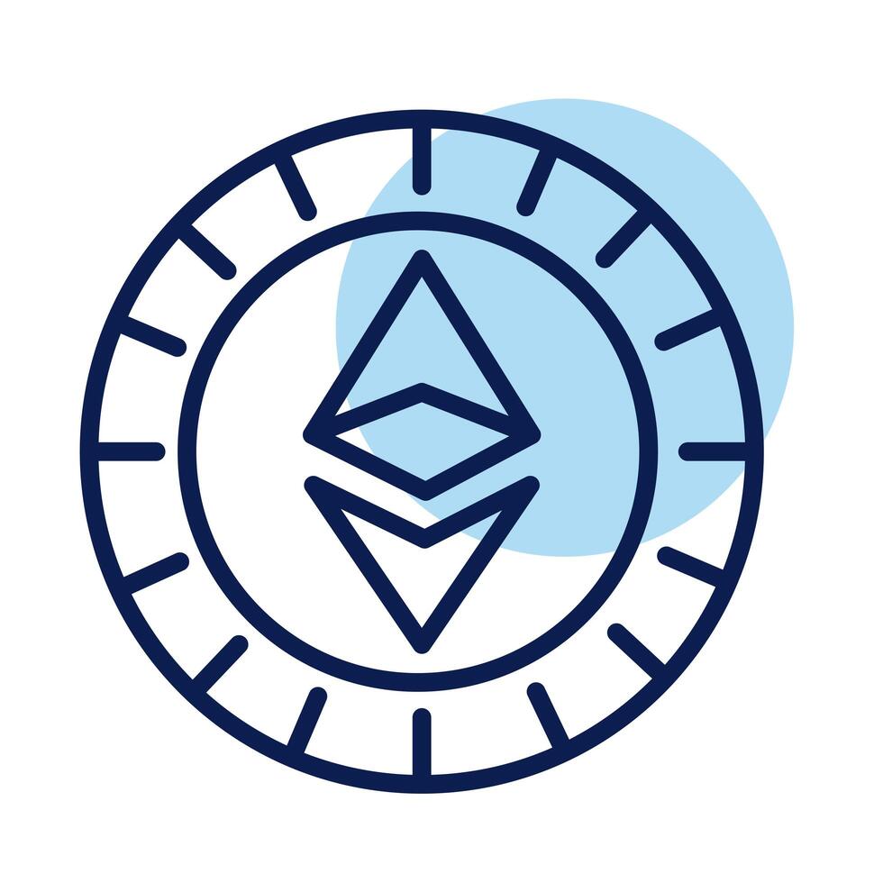 icono de estilo de línea de moneda criptográfica ethereum vector