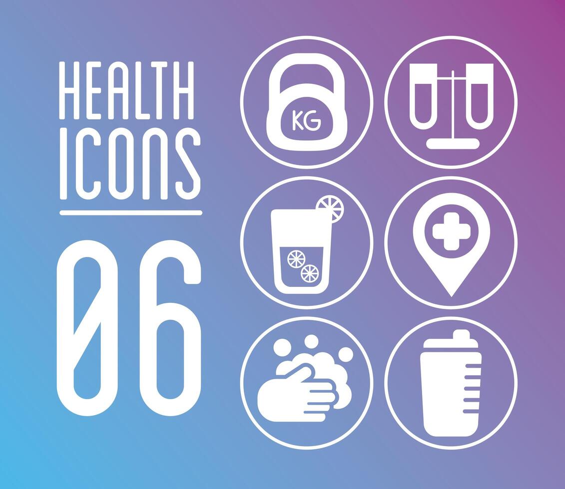 bundle of health set icons vector