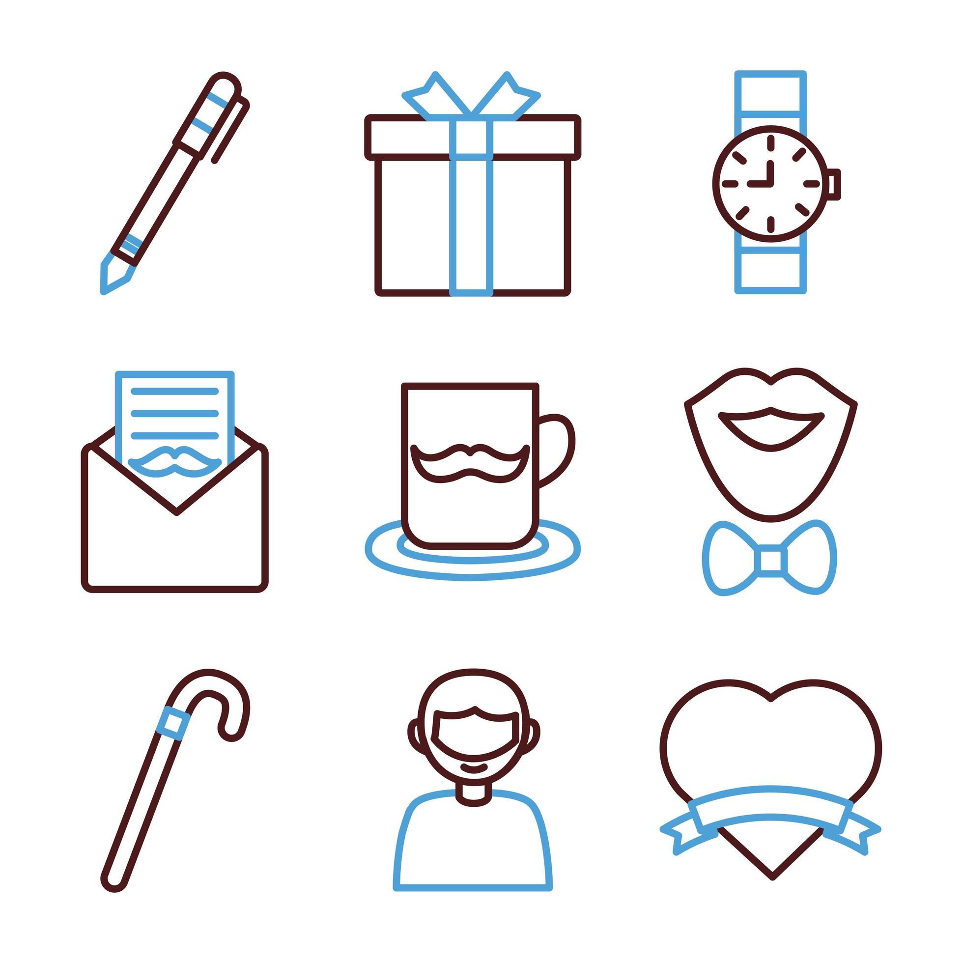 Download bundle of fathers day set icons 2456244 Vector Art at Vecteezy