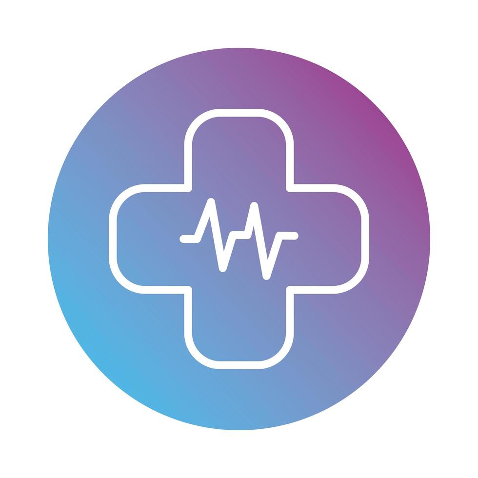 medical cross symbol with cardio pulse gradient silhouette style vector