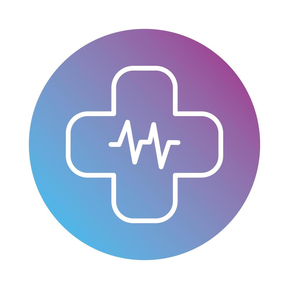 medical cross symbol with cardio pulse gradient silhouette style vector