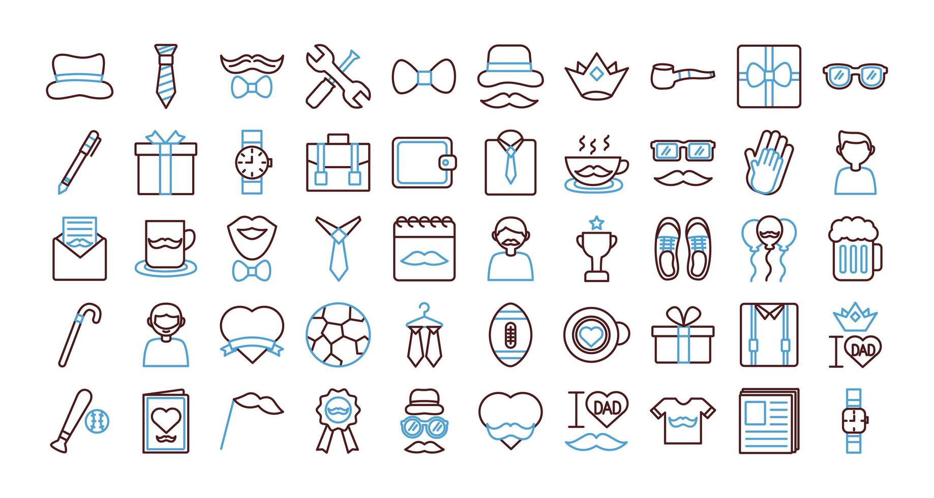 bundle of fathers day set icons vector