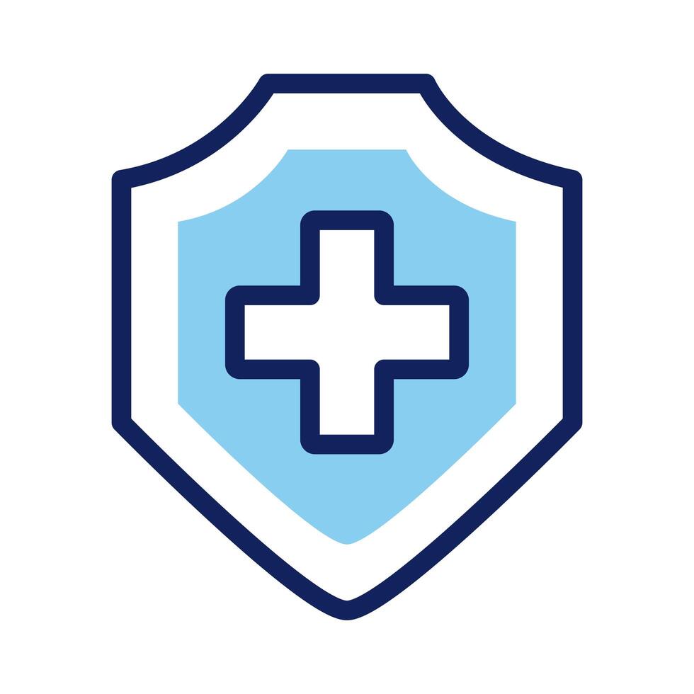 shield insurance with cross line and fill style icon vector