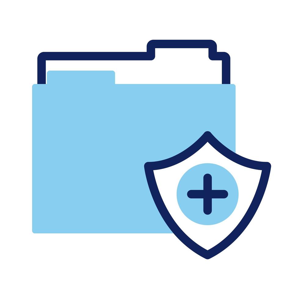 shield insurance with folder line and fill style icon vector