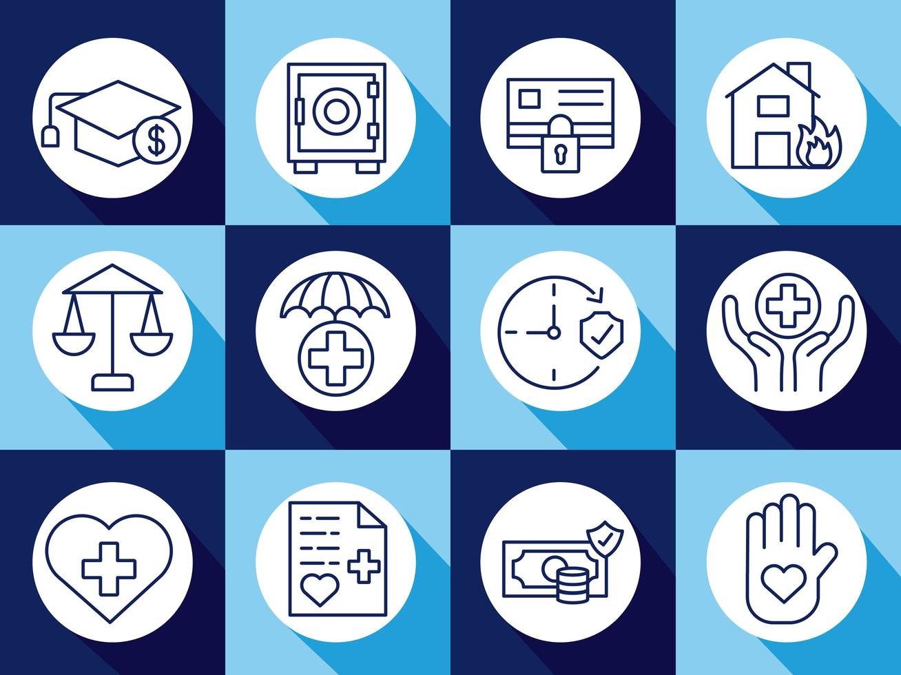 bundle of insurance set icons vector