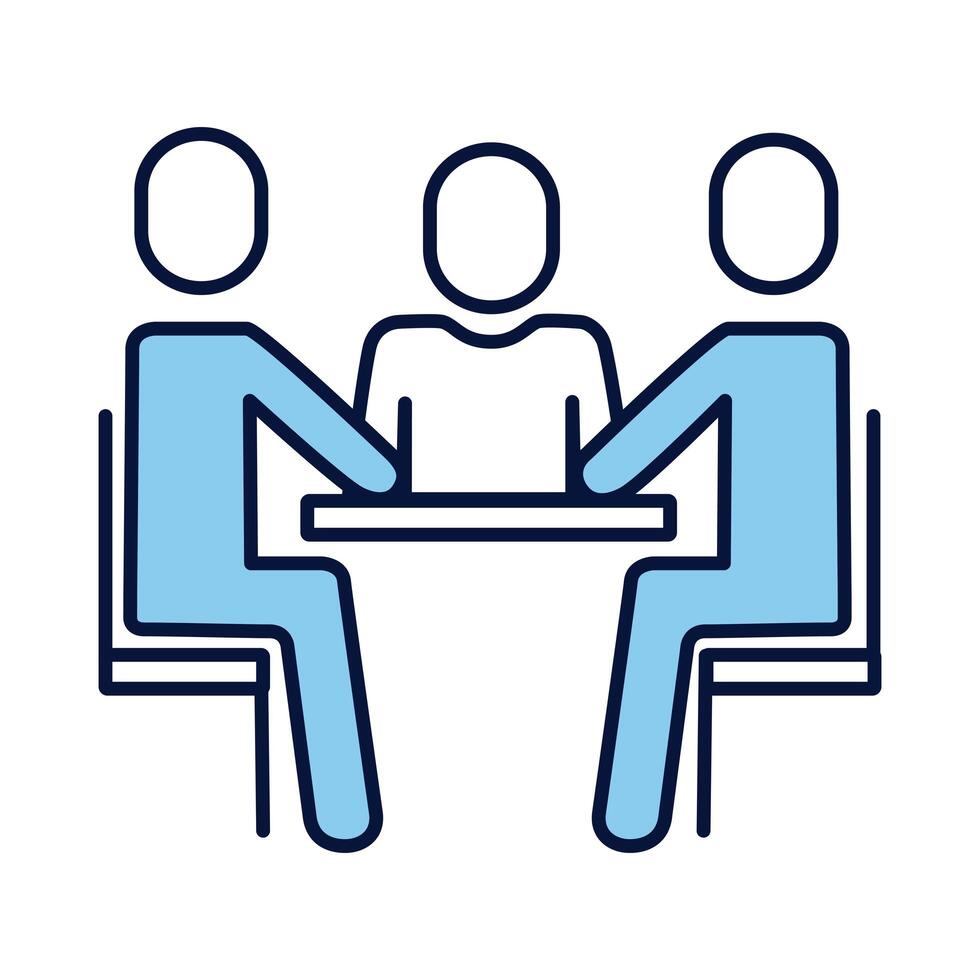 men avatars silhouettes in table line and fill style vector