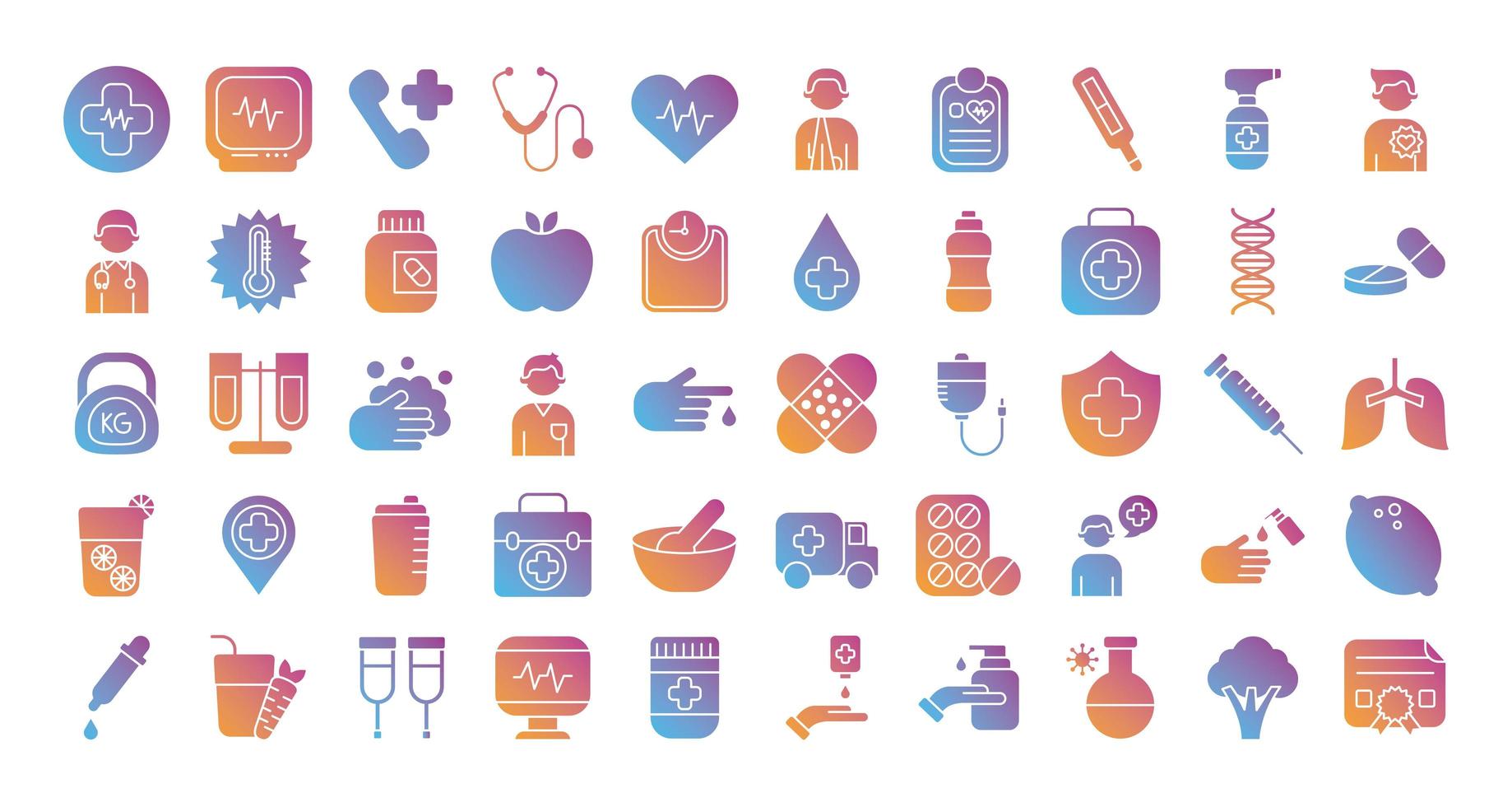 paquete de iconos de conjunto de salud vector