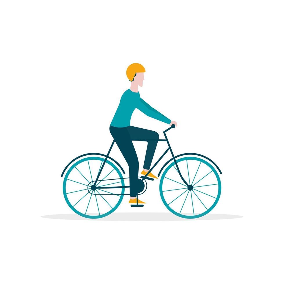 Young Man Riding a Bike Flat Vector Illustration