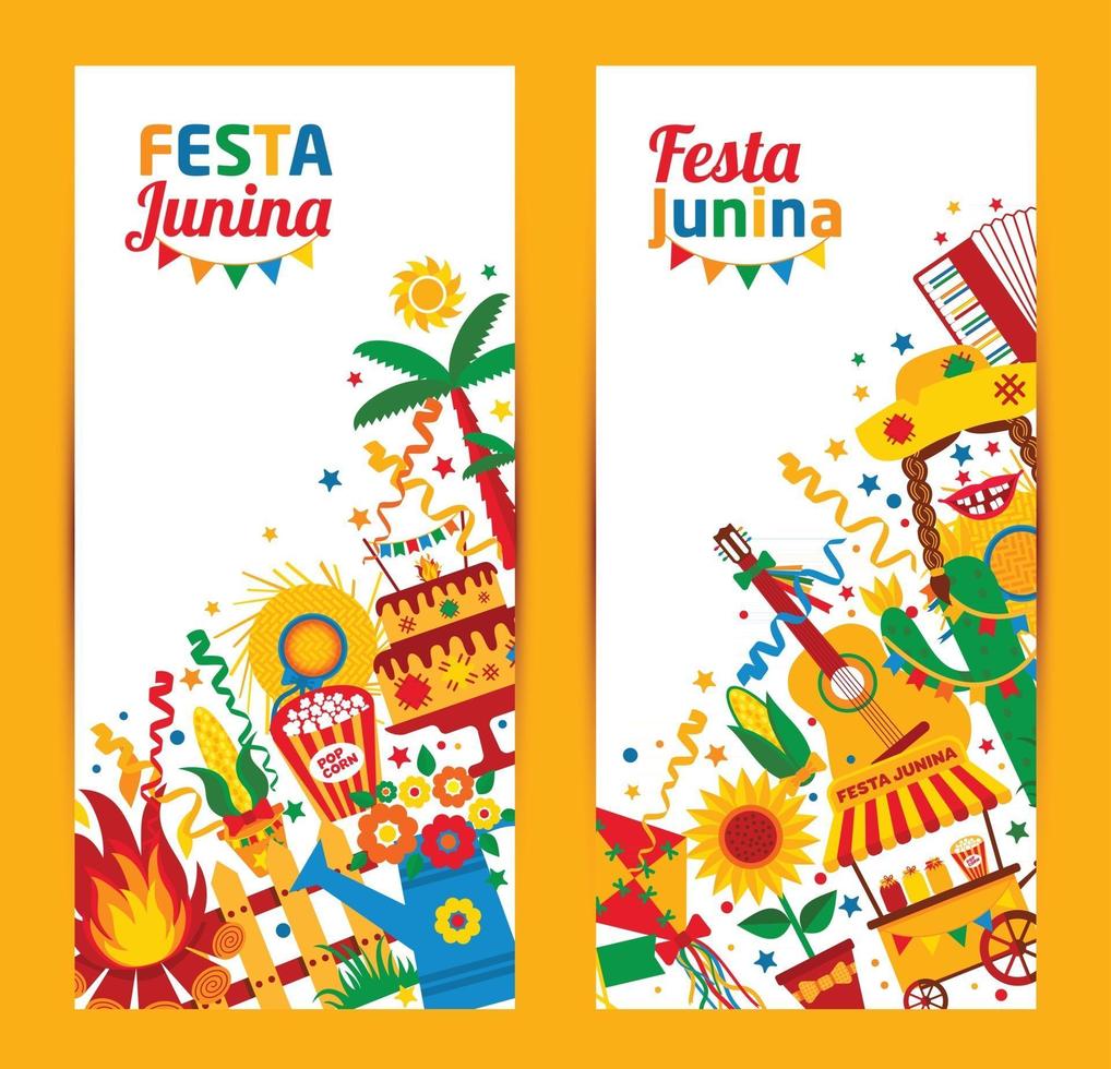 Festa Junina village festival in Latin America Icons vector