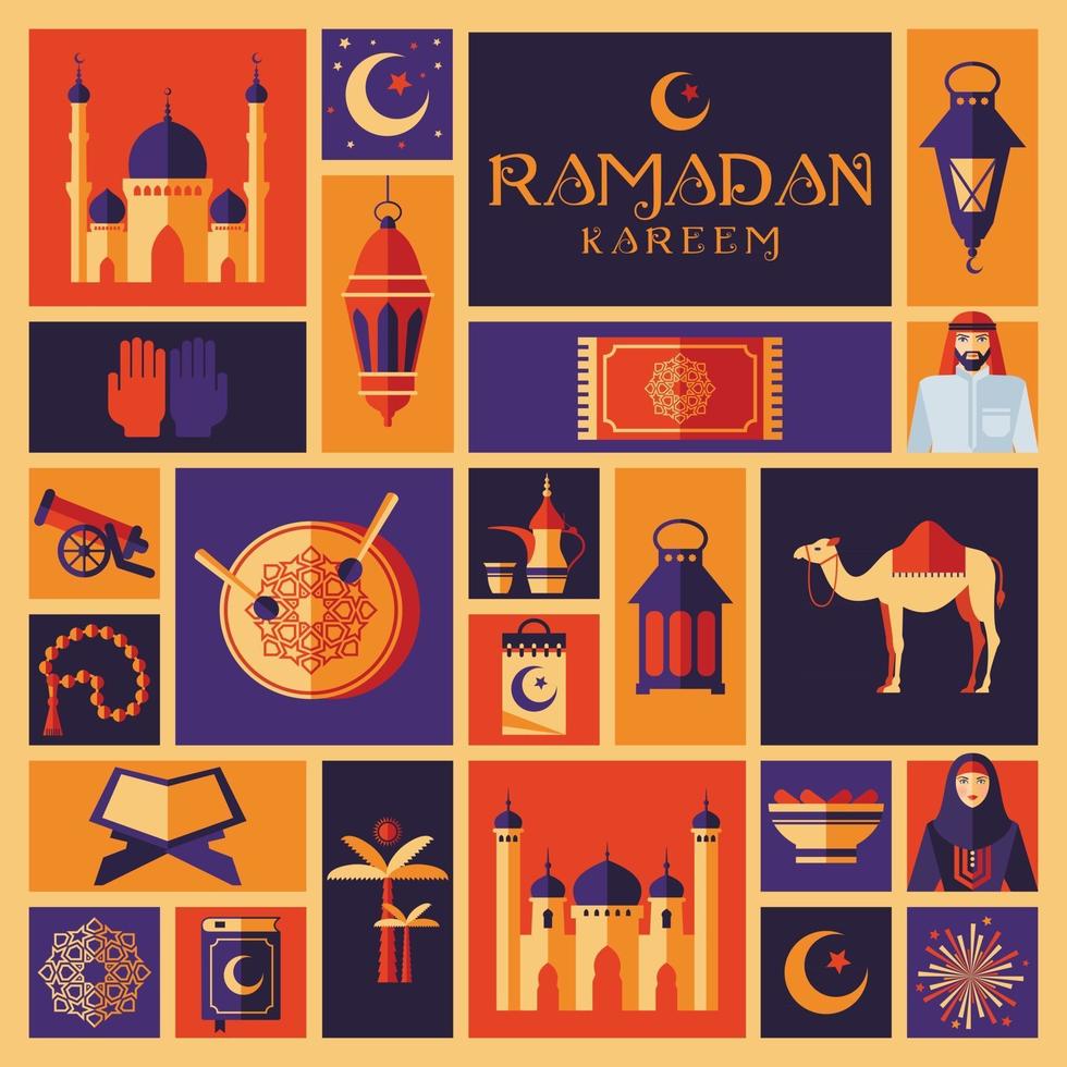 iconos de ramadan kareem vector