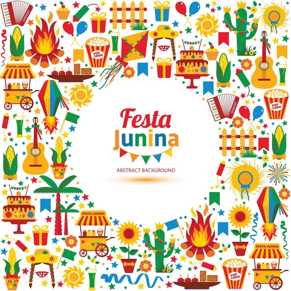 Festa Junina Village Festival en América Latina conjunto de iconos vector