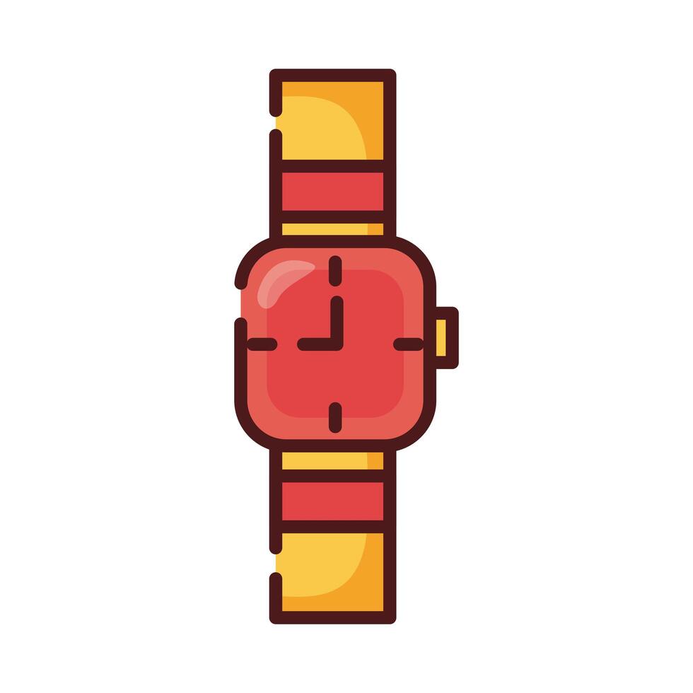 wristle clock watch line and fill style icon vector
