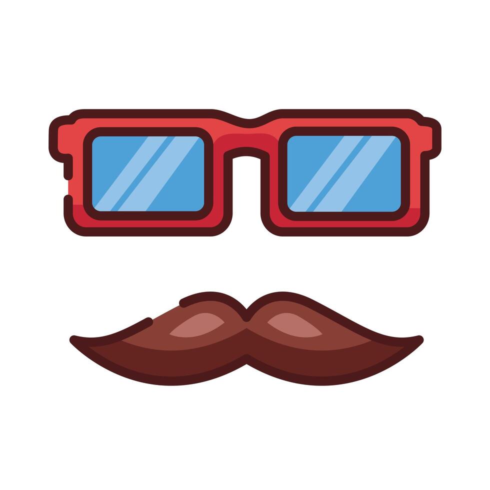 Papá bigote y anteojos línea hipster e ícono de estilo de relleno vector