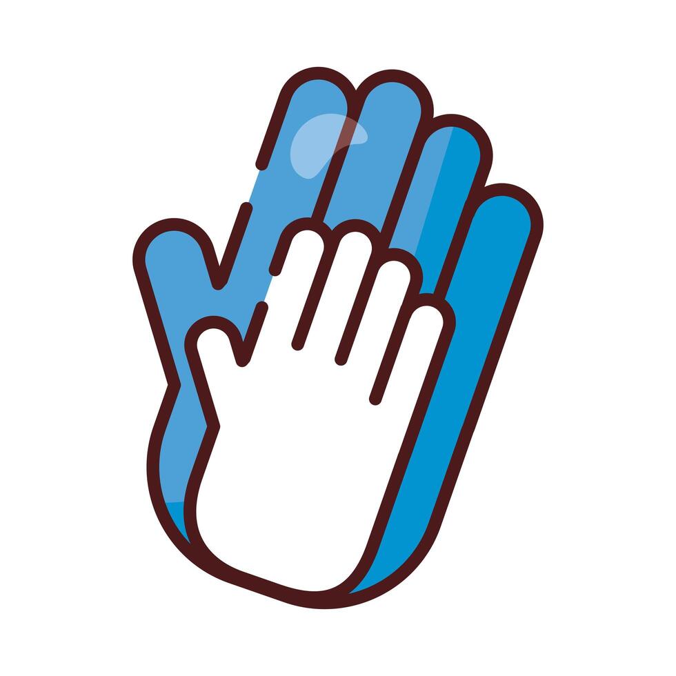hands dad and son line and fill style icon vector
