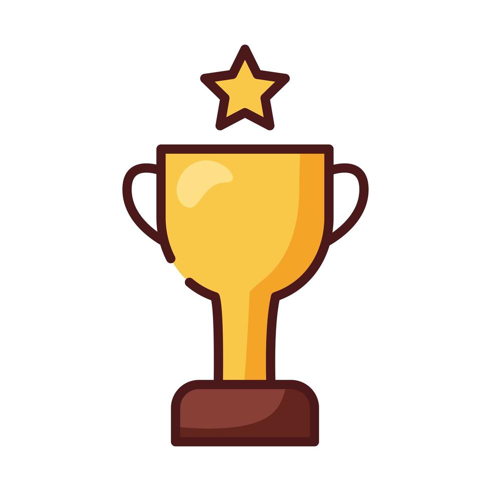 trohy cup award young line and fill style icon vector