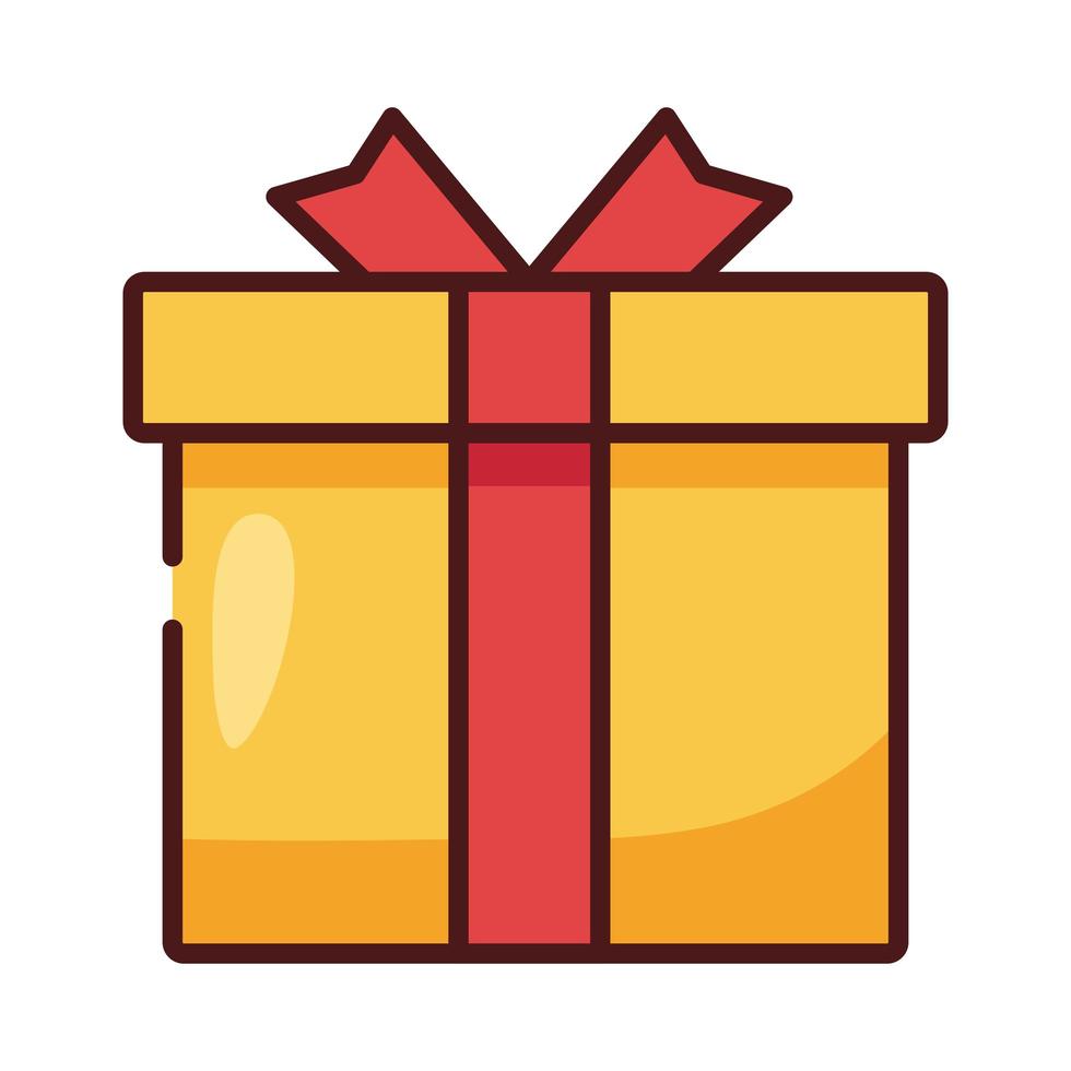 caja de regalo actual línea e icono de estilo de relleno vector