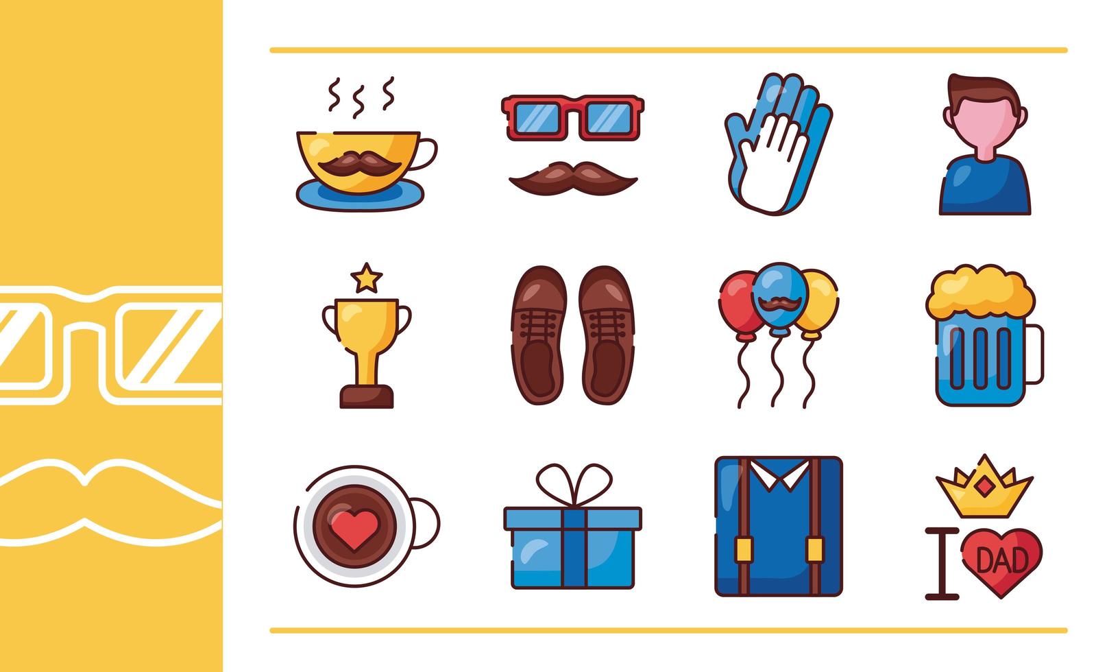 bundle of fathers day set icons vector