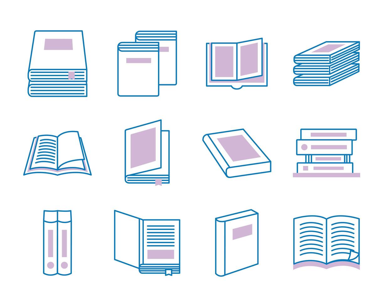 Bundle Of Text Books Line Style Icons Vector Art At Vecteezy