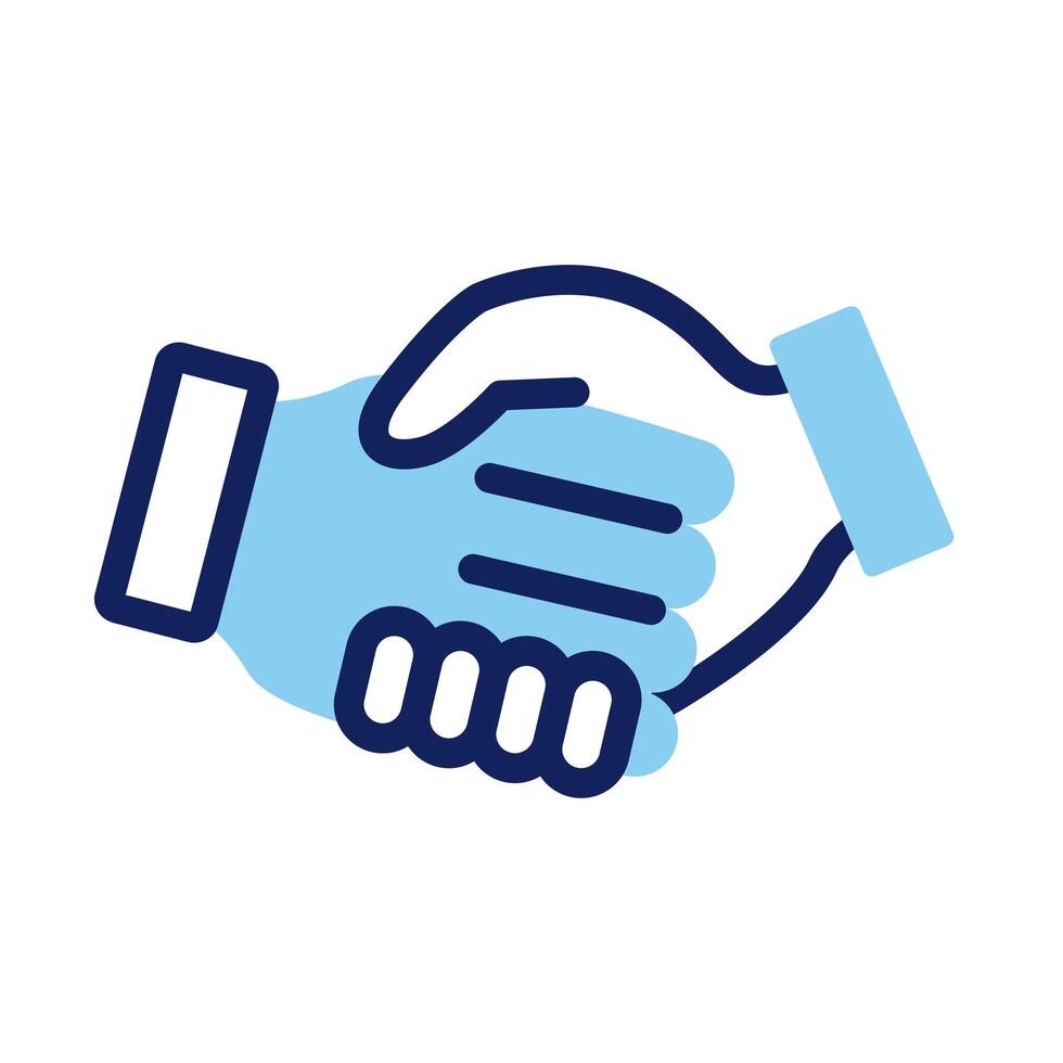 handshake deal line and fill style vector
