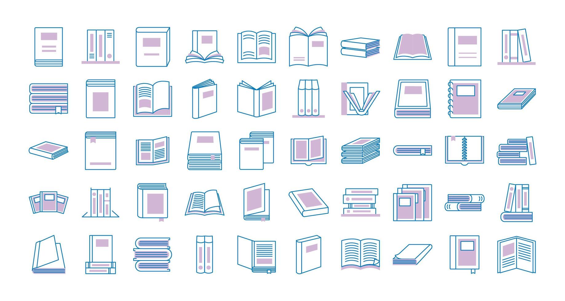 paquete de iconos de estilo de línea de libros de texto vector