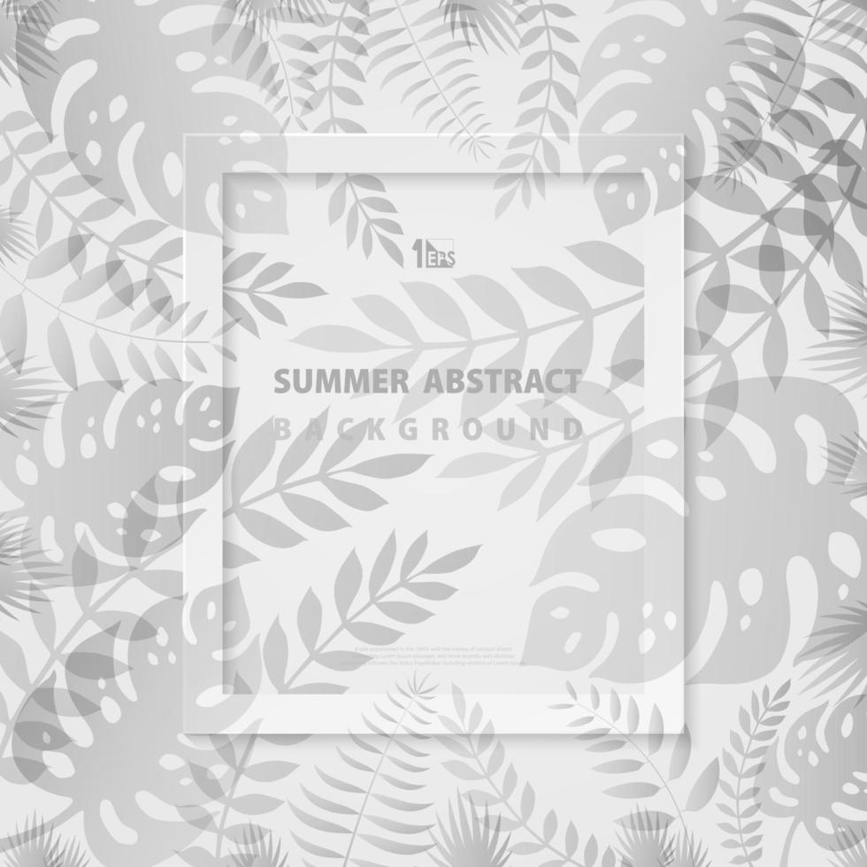 Abstract summer leaves design trendy frame background. vector