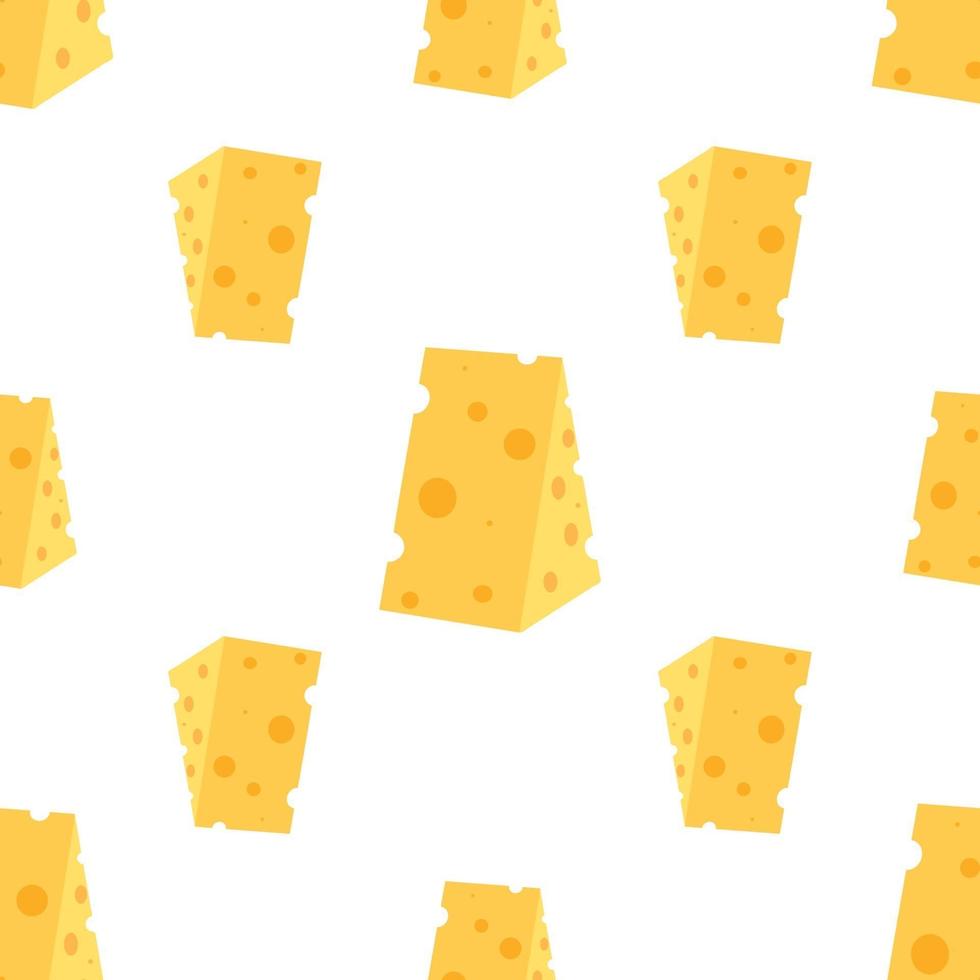 queso de patrones sin fisuras. trozos de queso amarillo, aislado en un fondo blanco. trozos de queso de diversas formas. vector ilustración plana